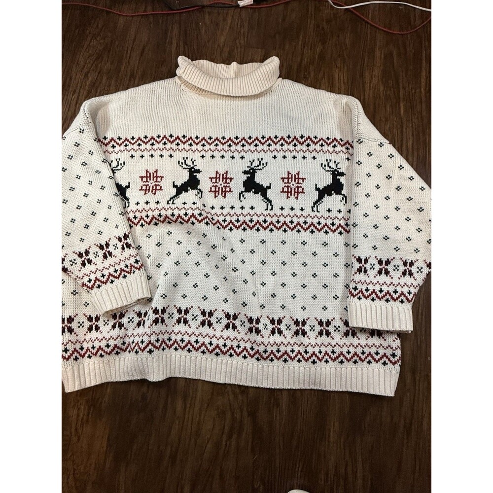 Torrid Women’s Plus Christmas Sweater 3/4 Reindeer Fair Aisle Chunky Knit Holida - Picture 6 of 6